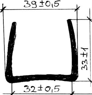 TU1 - G045 39×32 mm - gumiprofilok - U alakú profilok