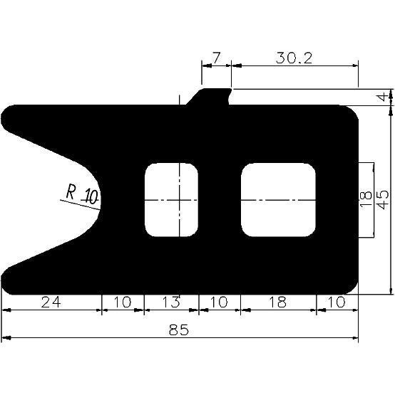 AU - G203 - EPDM-Gummiprofile - Auflageprofile / Pufferprofile