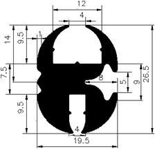 KL - G239 26,5×19,5 mm - EPDM-Befestigungsprofile - Klemmprofile / Befestigungs- und Dichtungsprofile