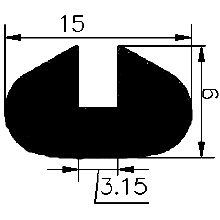 TU1 - G259 15×9 mm - EPDM-Gummi -Profile - U-Profile