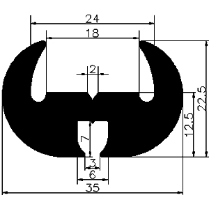 KL - G283 35×22,5 mm - stabilizing EPDM profiles - Stabilizing and stretcher profiles