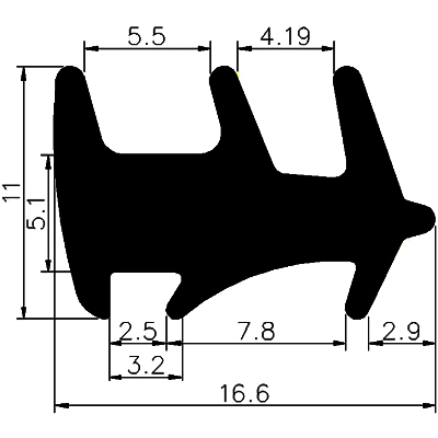 KS - G293 11×16,6 mm - Verglasunsprofile