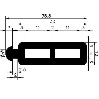 AU - G337 35,5×10 mm - EPDM profiles - Spacer and bumper profiles