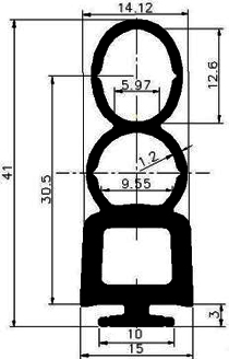 RT G414 41×15 mm - EPDM-Kautschukprofile - Rolltor- und Fingerschutzprofile