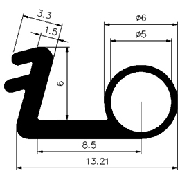 FN - G422 - szilikon gumiprofilok - Lobogó vagy 'P' alakú profilok