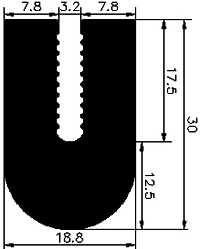 TU1 - G437 18,8×30 mm - szilikon gumiprofilok - U alakú profilok