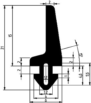 Z1 - G470 8×21 mm - Gummiprofile - Türscheiben- Fensterdichtungsprofile Z1 - G470 8×21 mm - Gummiprofile - Türscheiben- Fensterdichtungsprofile