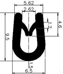 TU1 - G506 9,5×6,5 mm - EPDM-Gummi -Profile - U-Profile