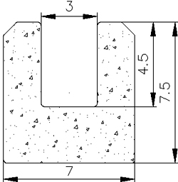 MZS - G519 7×7,5 mm - sponge profiles - U shape profiles