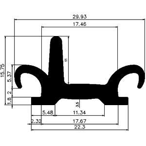Z1 - G523 30×15,75 mm - Gummiprofile - Türscheiben- Fensterdichtungsprofile Z1 - G523 30×15,75 mm - Gummiprofile - Türscheiben- Fensterdichtungsprofile