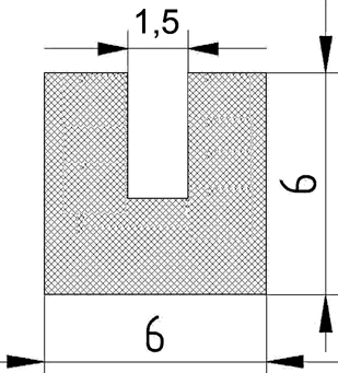 MZS - G548 6×6×1,5 mm - Schaumgummiprofile bzw. Moosgummiprofile - U-Profile