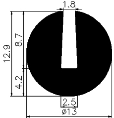 TU1 - G556 d= 13 mm - EPDM-Gummi -Profile - U-Profile