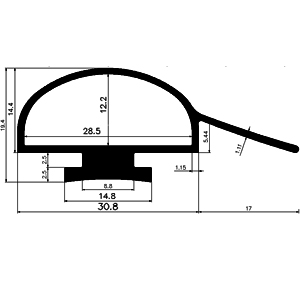 RT - G563 47,8×19,5 mm - EPDM gumiprofilok - Gördülő ajtó - ujjvédő profilok