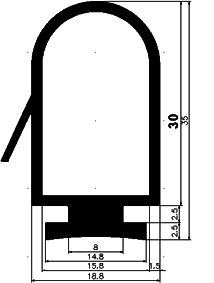 RT - G564 - EPDM rubber profiles - Sliding door – finger-guard profiles