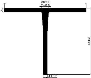 T - G579 80×65 mm - EPDM Gummi-Profile - Abdeckung und T-Profile