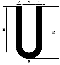 TU1 - G598 18×9×5 mm - szilikon gumiprofilok - U alakú profilok