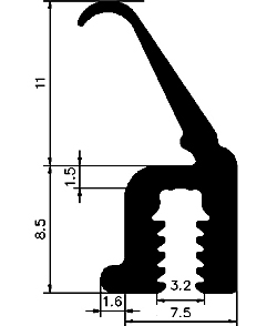 Z1 - G614 - szilikon gumi  profilok - Ajtókeret- ablak tömítő profilok