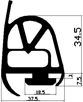 RT - G632 - EPDM gumiprofilok - Gördülő ajtó - ujjvédő profilok