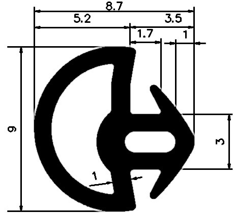 AU - G653 - EPDM-Gummiprofile - Auflageprofile / Pufferprofile