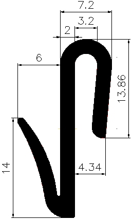 TU1 - G664 - gumiprofilok - U alakú profilok