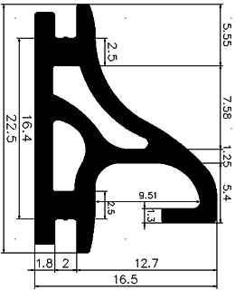 Z1 - G689 22,5×16,5 mm - gumi profilok 100 métertől - Ajtókeret- ablak tömítő profilok