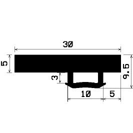 AU 1690 1B= 200 m - EPDM-Gummiprofile - Auflageprofile / Pufferprofile