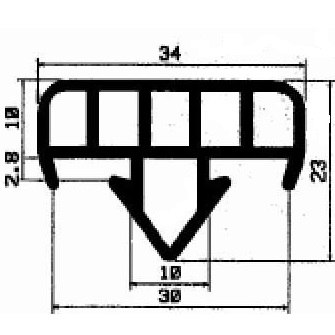 AU 2482 1B= 500 m - EPDM-Gummiprofile - Auflageprofile / Pufferprofile