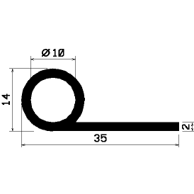 FN 0893 1B= 50 m - Gummiprofile - unter 100 m lieferbar - Fahnenprofile bzw. P-Profile