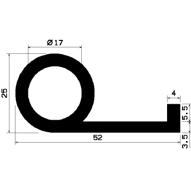 FN 1149 - EPDM gumiprofilok - Lobogó vagy 'P' alakú profilok