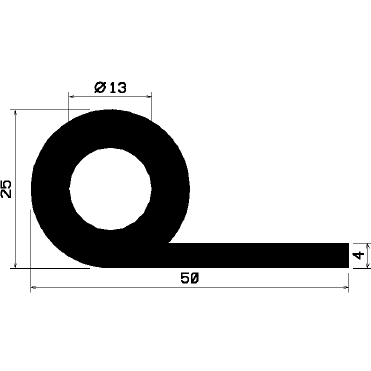 FN 1265 - EPDM gumiprofilok - Lobogó vagy 'P' alakú profilok