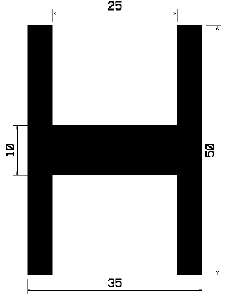 H 0800 - EPDM gumiprofilok - H alakú profilok