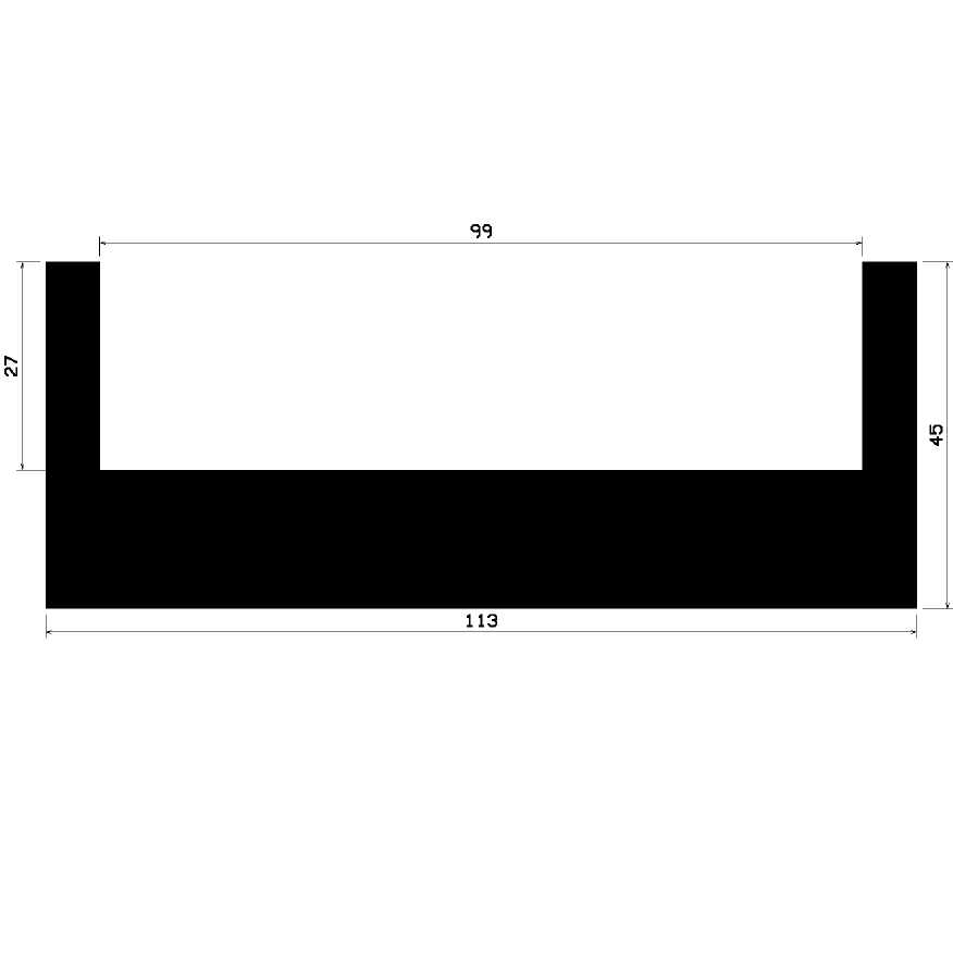 - TU1- 0304 1B= 50m - rubber profiles - under 100 m - U shape profiles