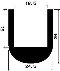 - TU1- 0409 1B= 25 m - rubber profiles - U shape profiles