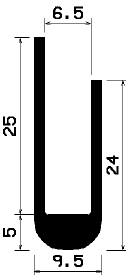 - TU1- 0418 1B= 50 m - rubber profiles - under 100 m - U shape profiles