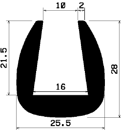 IQ-Parts - Gummi U-Profil, EPDM, Selbstklebend, 20-25-30 mm