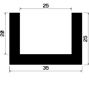 - TU1- 0799 1B= 25 m - rubber profiles - under 100 m - U shape profiles
