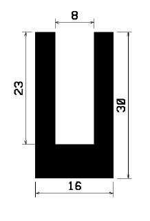- TU1- 0817 1B= 25 m - Gummiprofile - unter 100 m lieferbar - U-Profile