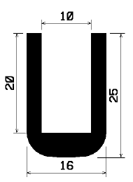 - TU1- 0879 1B= 25 m - Gummiprofile - unter 100 m lieferbar - U-Profile