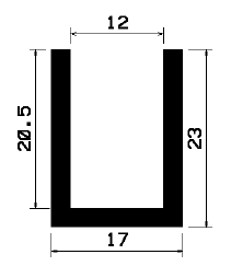 - TU1- 1042 1B= 50 m - rubber profiles - U shape profiles