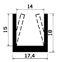 - TU1- 1852 1B= 50 m - Gummiprofile - unter 100 m lieferbar - U-Profile